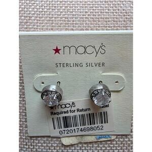 New Macy's Sterling Silver Cubic Zirconia Earrings
